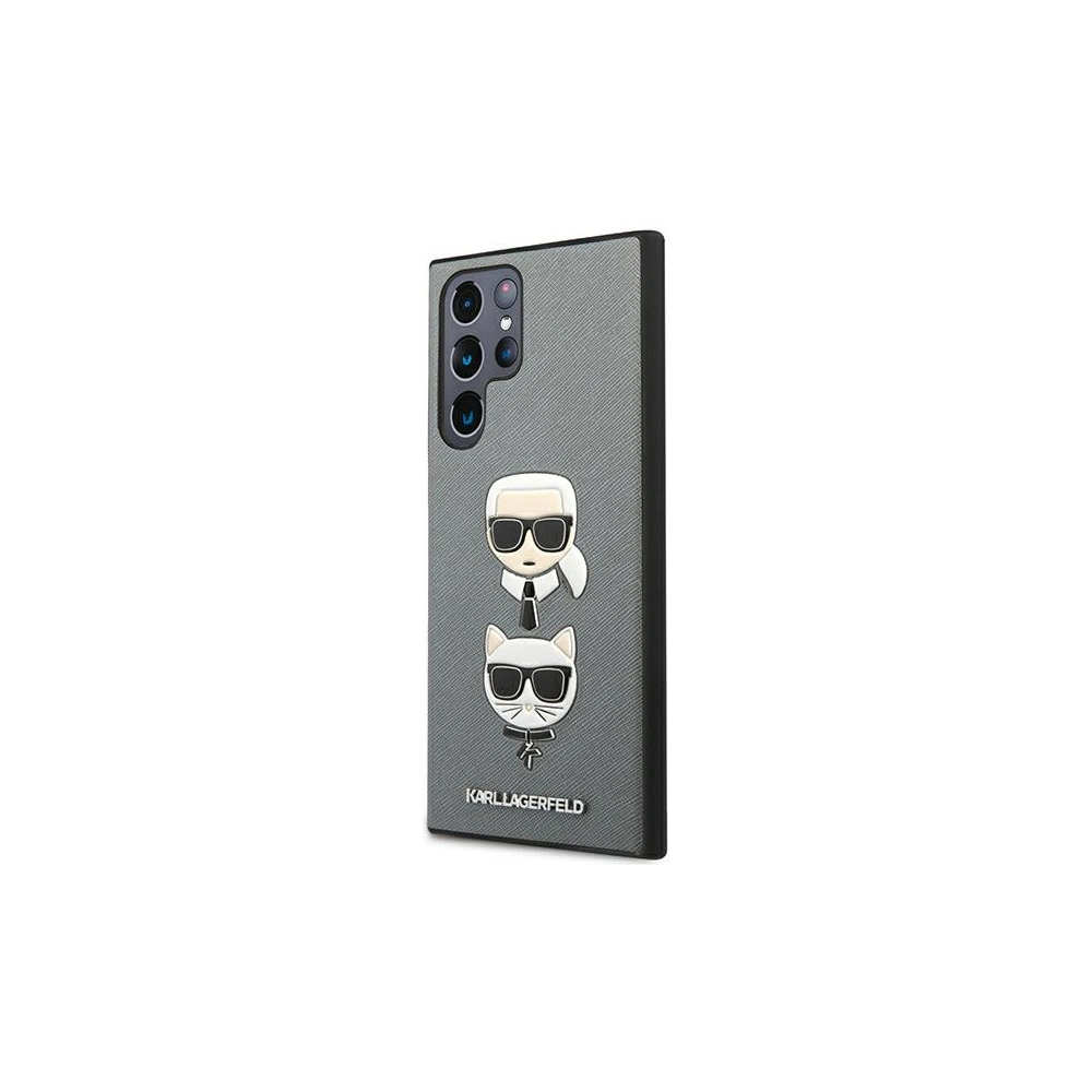 Hurtownia GSM - Etui Karl Lagerfeld KLHCS22LSAKICKCSL Samsung Galaxy S22 Ultra stříbrný/silver Saffiano Karl & Choupette Head - KLD838SLV - {ean13} - Hurt