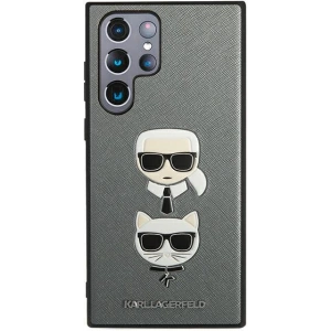 Hurtownia GSM - Etui Karl Lagerfeld KLHCS22LSAKICKCSL Samsung Galaxy S22 Ultra stříbrný/silver Saffiano Karl & Choupette Head - KLD838SLV - {ean13} - Hurt