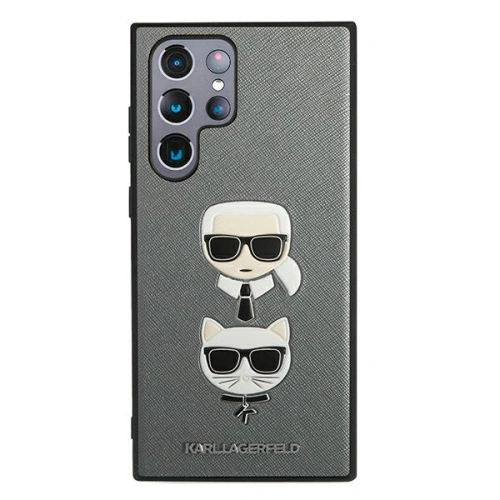 Etui Karl Lagerfeld KLHCS22LSAKICKCSL Samsung Galaxy S22 Ultra srebrny/silver Saffiano Karl & Choupette Head