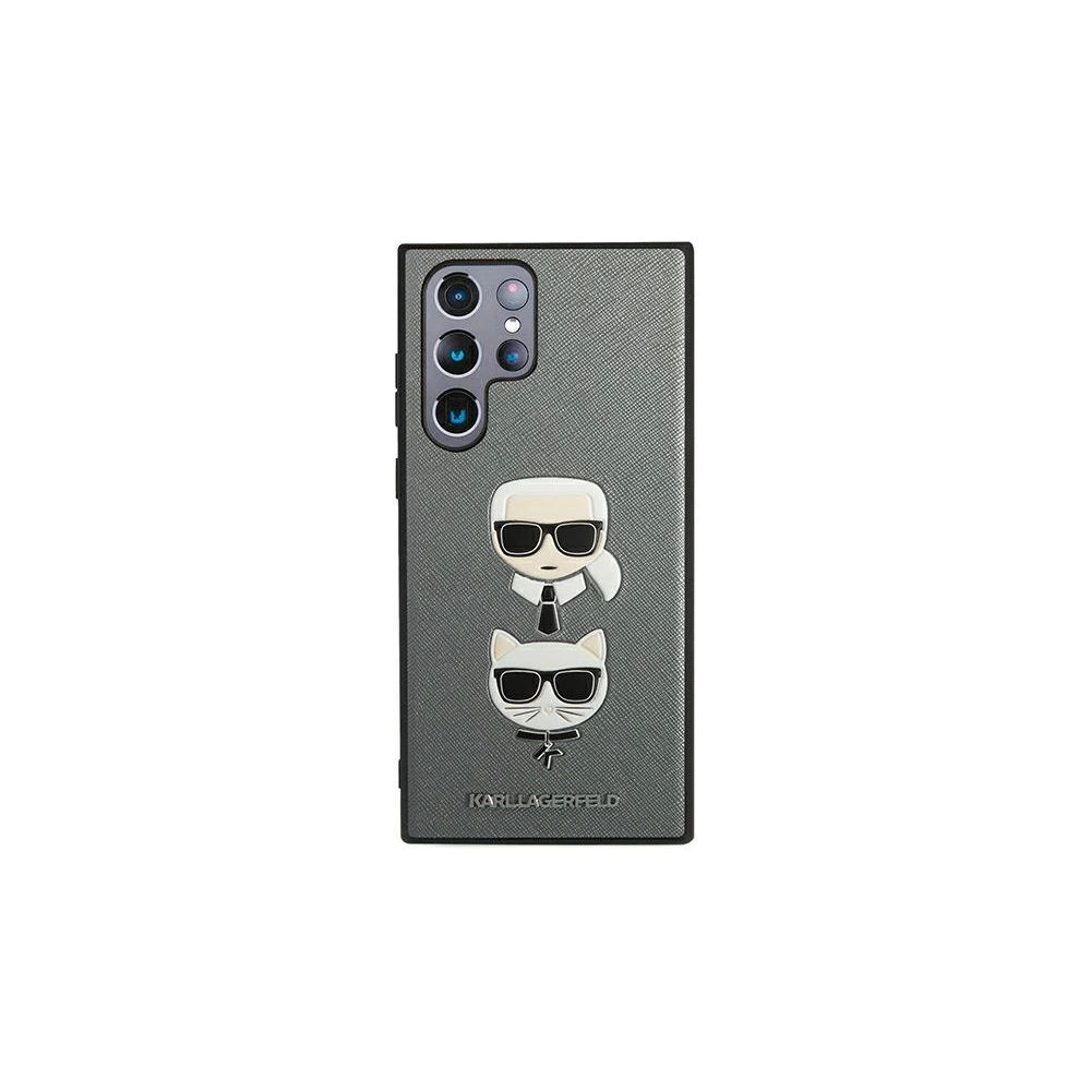 Hurtownia GSM - Etui Karl Lagerfeld KLHCS22LSAKICKCSL Samsung Galaxy S22 Ultra stříbrný/silver Saffiano Karl & Choupette Head - KLD838SLV - {ean13} - Hurt