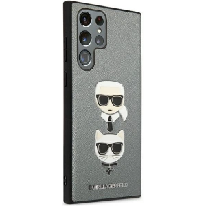 Hurtownia GSM - Etui Karl Lagerfeld KLHCS22LSAKICKCSL Samsung Galaxy S22 Ultra stříbrný/silver Saffiano Karl & Choupette Head - KLD838SLV - {ean13} - Hurt