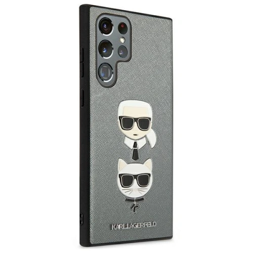 Etui Karl Lagerfeld KLHCS22LSAKICKCSL Samsung Galaxy S22 Ultra srebrny/silver Saffiano Karl & Choupette Head