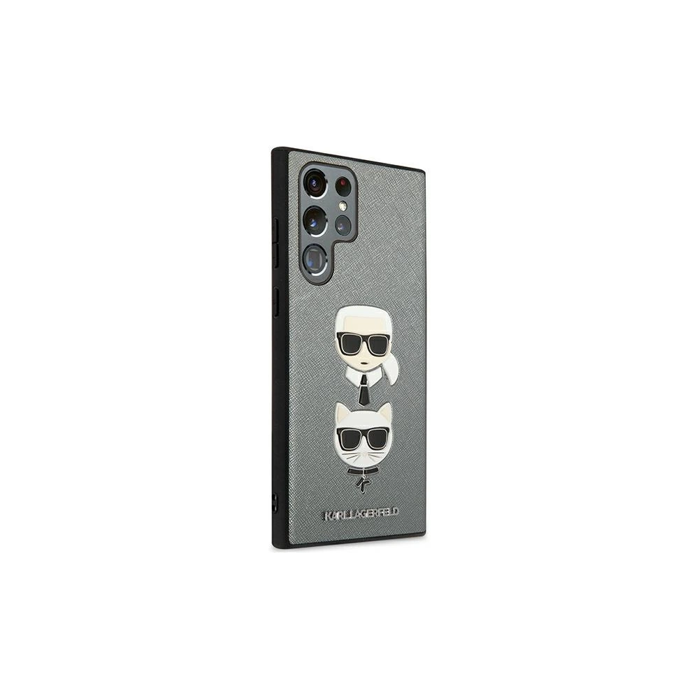 Hurtownia GSM - Etui Karl Lagerfeld KLHCS22LSAKICKCSL Samsung Galaxy S22 Ultra stříbrný/silver Saffiano Karl & Choupette Head - KLD838SLV - {ean13} - Hurt
