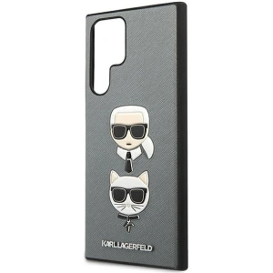 Hurtownia GSM - Etui Karl Lagerfeld KLHCS22LSAKICKCSL Samsung Galaxy S22 Ultra stříbrný/silver Saffiano Karl & Choupette Head - KLD838SLV - {ean13} - Hurt