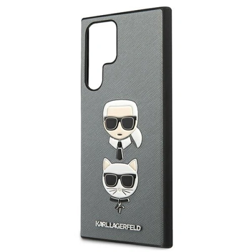 Etui Karl Lagerfeld KLHCS22LSAKICKCSL Samsung Galaxy S22 Ultra srebrny/silver Saffiano Karl & Choupette Head