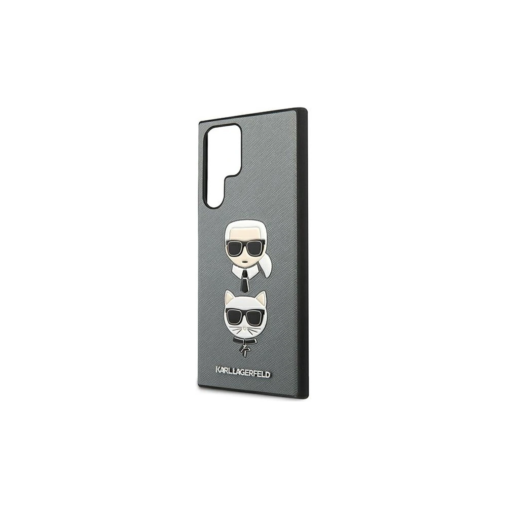 Hurtownia GSM - Etui Karl Lagerfeld KLHCS22LSAKICKCSL Samsung Galaxy S22 Ultra stříbrný/silver Saffiano Karl & Choupette Head - KLD838SLV - {ean13} - Hurt