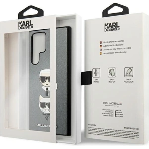 Hurtownia GSM - Etui Karl Lagerfeld KLHCS22LSAKICKCSL Samsung Galaxy S22 Ultra stříbrný/silver Saffiano Karl & Choupette Head - KLD838SLV - {ean13} - Hurt