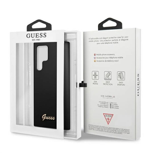 Etui Guess GUHCS22LLSLMGBK Samsung Galaxy S22 Ultra czarny/black hardcase Silicone Script Metal Logo