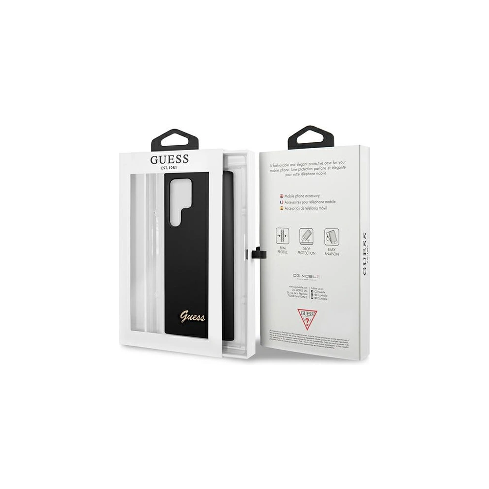 Hurtownia GSM - Etui Guess GUHCS22LLSLMGBK Samsung Galaxy S22 Ultra černý/black hardcase Silicone Script Metal Logo - GUE1622BLK - {ean13} - Hurt
