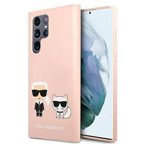 Etui Karl Lagerfeld KLHCS22LSSKCI Samsung Galaxy S22 Ultra hardcase jasnoróżowy/light pink Silicone Ikonik Karl & Choupette