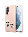 Karl Lagerfeld KLHCS22LSSKCI Samsung Galaxy S22 Ultra hardcase light pink Silicone Ikonik Karl & Choupette