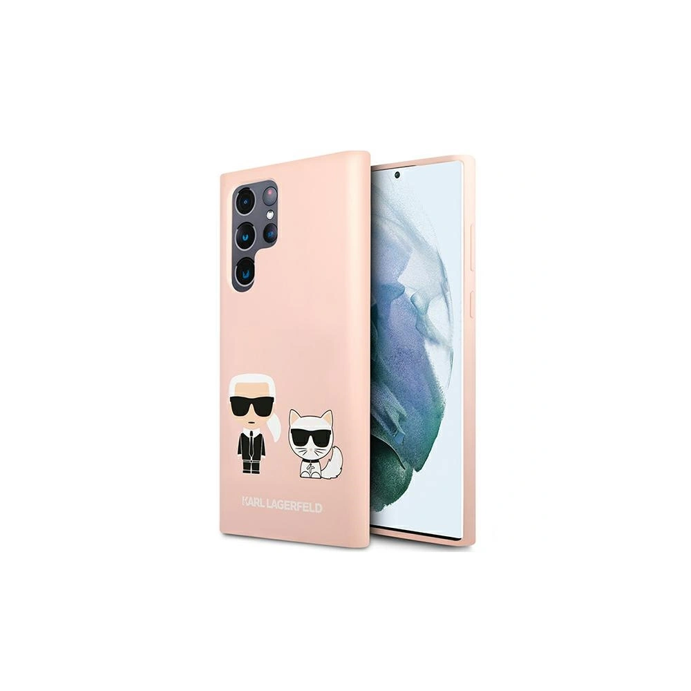 Wholesale Karl Lagerfeld KLHCS22LSSKCI Samsung Galaxy S22 Ultra hardcase light pink Silicone Ikonik Karl & Choupette - KLD840PNK - {ean13} - Hurt