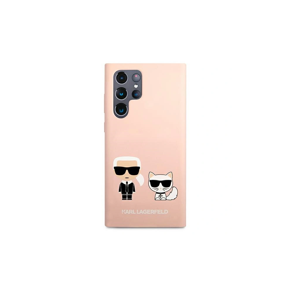 Wholesale Karl Lagerfeld KLHCS22LSSKCI Samsung Galaxy S22 Ultra hardcase light pink Silicone Ikonik Karl & Choupette - KLD840PNK - {ean13} - Hurt