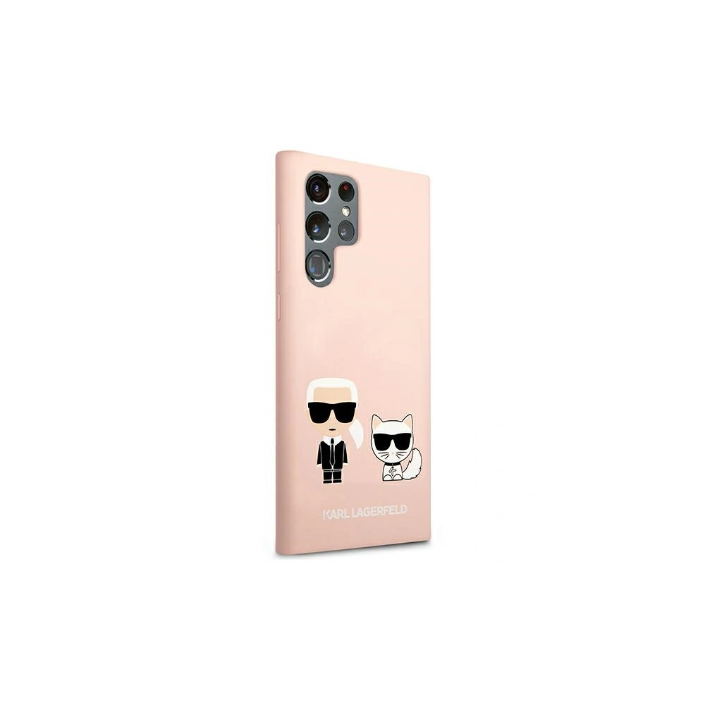 Wholesale Karl Lagerfeld KLHCS22LSSKCI Samsung Galaxy S22 Ultra hardcase light pink Silicone Ikonik Karl & Choupette - KLD840PNK - {ean13} - Hurt