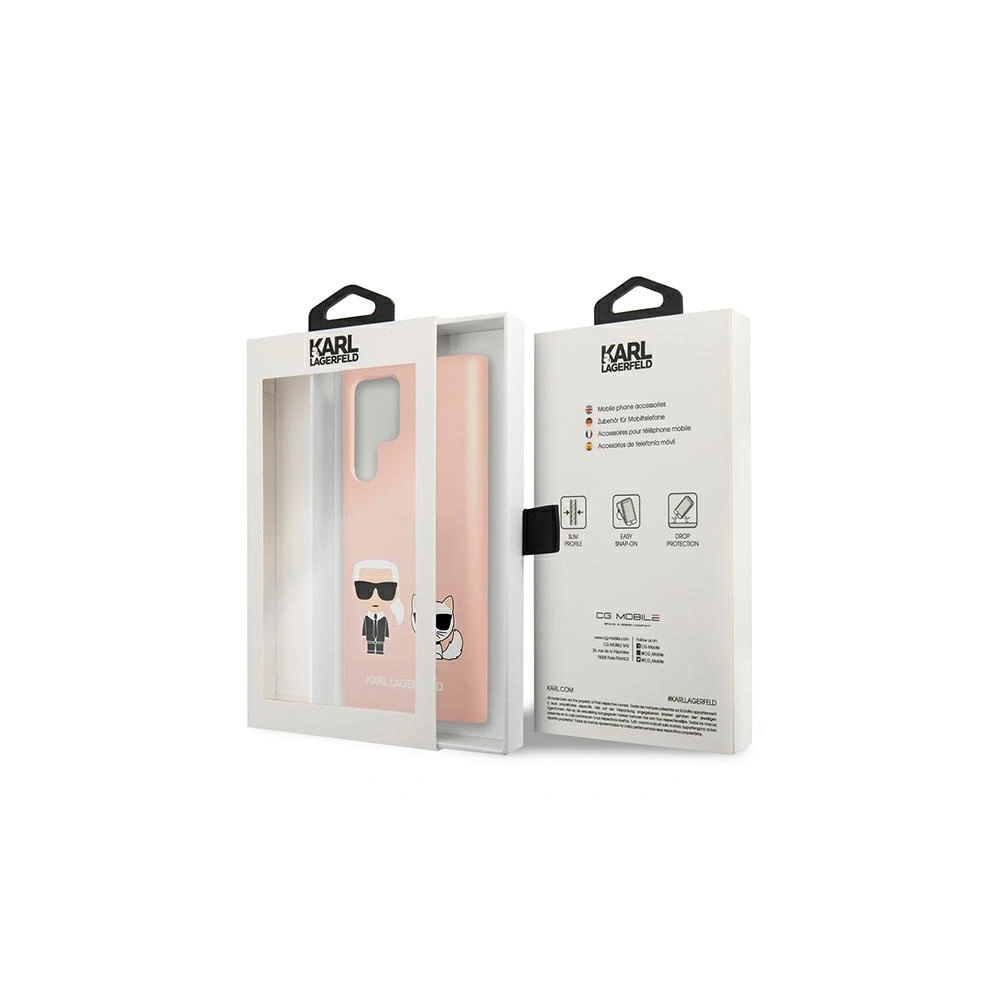Wholesale Karl Lagerfeld KLHCS22LSSKCI Samsung Galaxy S22 Ultra hardcase light pink Silicone Ikonik Karl & Choupette - KLD840PNK - {ean13} - Hurt