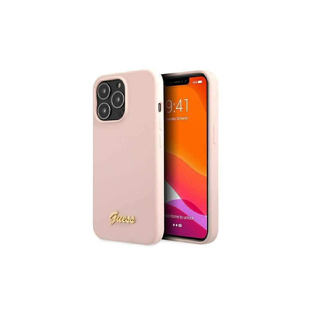 Hurtownia GSM - Case Guess GUHMP13LLSLMGLP Apple iPhone 13 Pro hellrosa/hardcase Silikon Script Gold Logo Magsafe - GUE1625PNK - {ean13} - Hurt