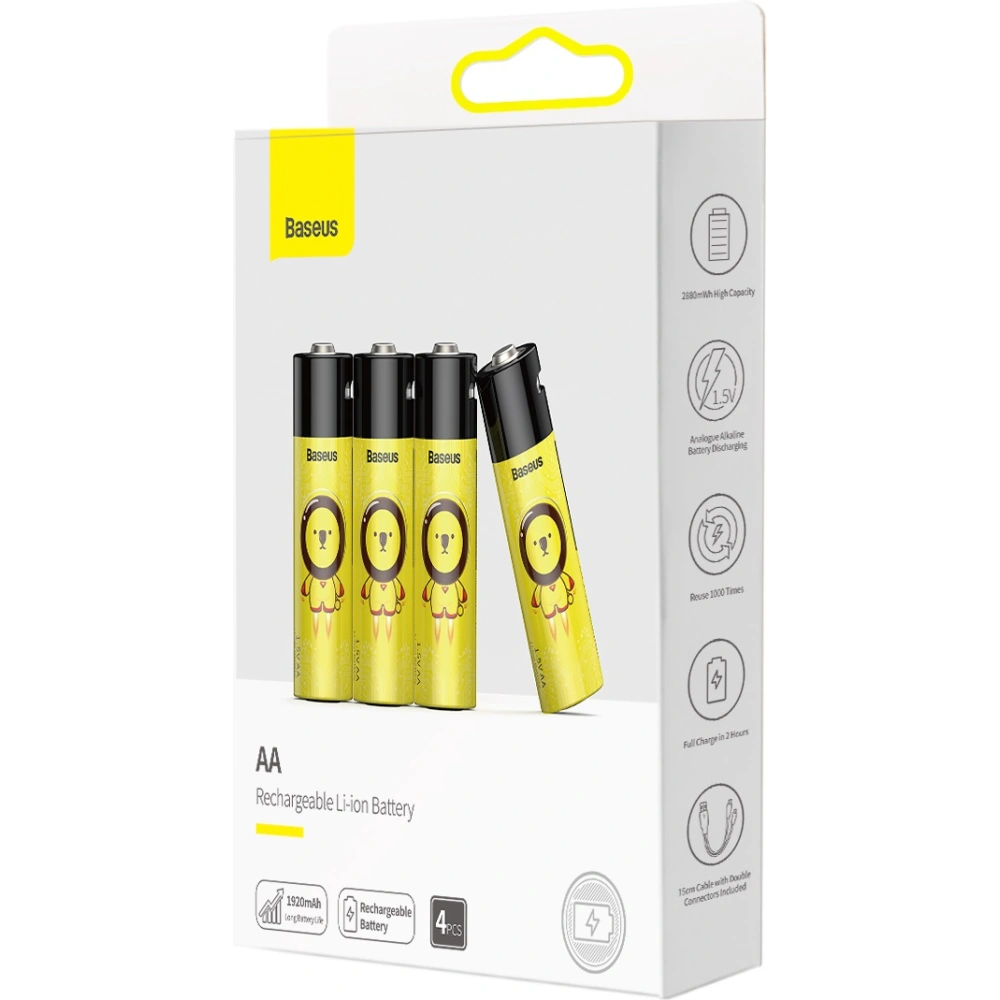 Hurtownia GSM - Akumulatory 4xAA Baseus, 1920mAh, micro USB (czarno-żółte) - BSU3118BLKYEL - {ean13} - Hurt