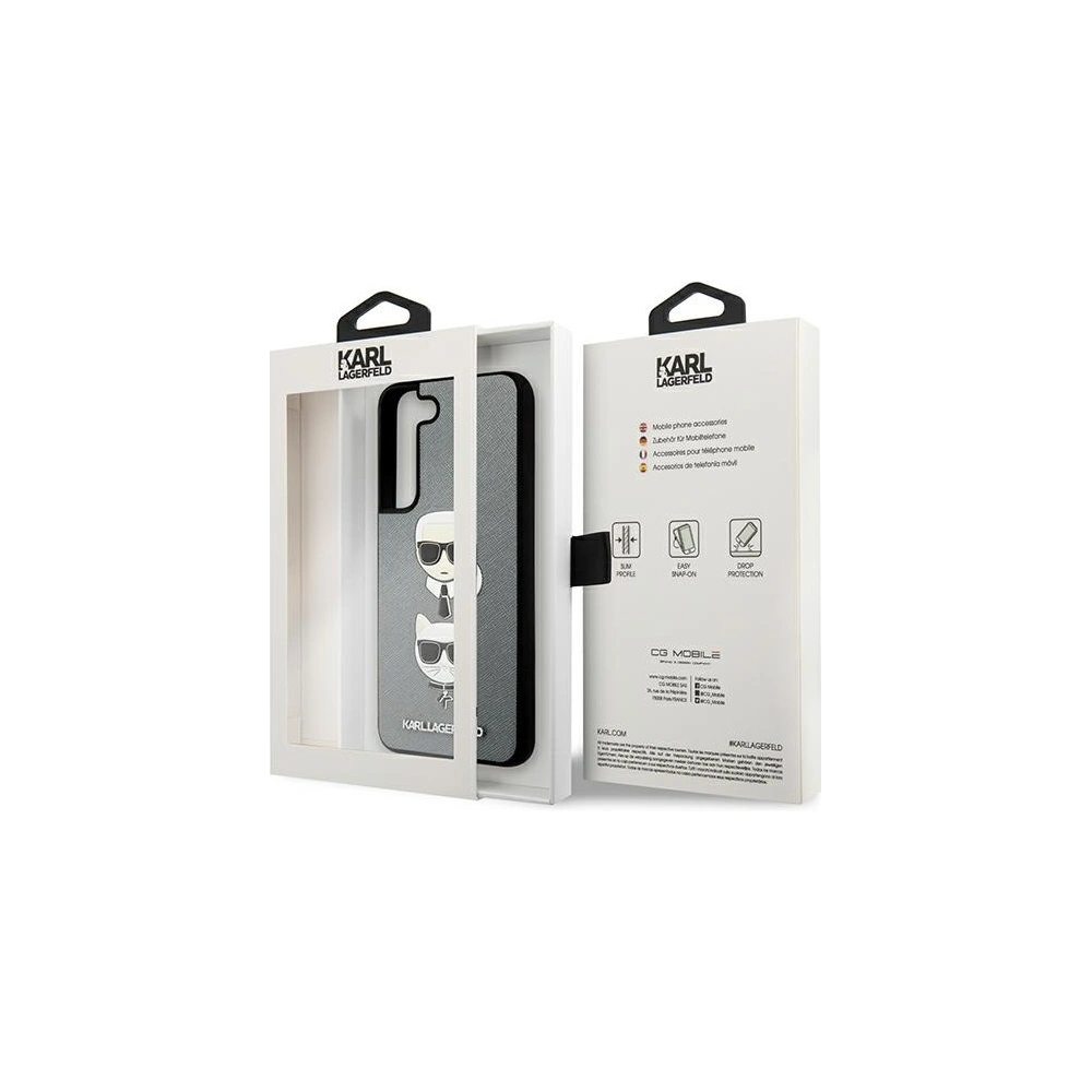 Hurtownia GSM - Etui Karl Lagerfeld KLHCS22MSAKICKCSL Samsung Galaxy S22+ Plus srebrny/silver Saffiano Karl & Choupette Head - KLD844SLV - {ean13} - Hurt