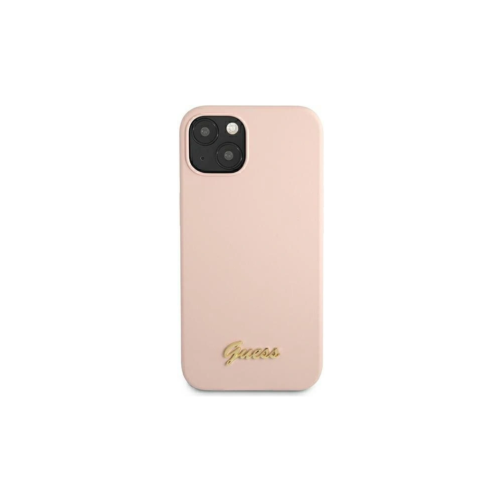 Hurtownia GSM - Etui Guess GUHMP13MLSLMGLP Apple iPhone 13 jasnoróżowy/light pink hardcase Silicone Script Gold Logo Magsafe - GUE1627PNK - {ean13} - Hurt