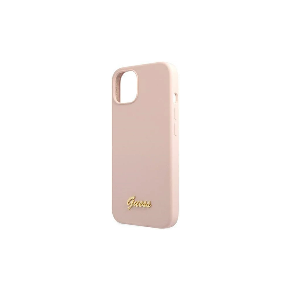 Hurtownia GSM - Etui Guess GUHMP13MLSLMGLP Apple iPhone 13 jasnoróżowy/light pink hardcase Silicone Script Gold Logo Magsafe - GUE1627PNK - {ean13} - Hurt