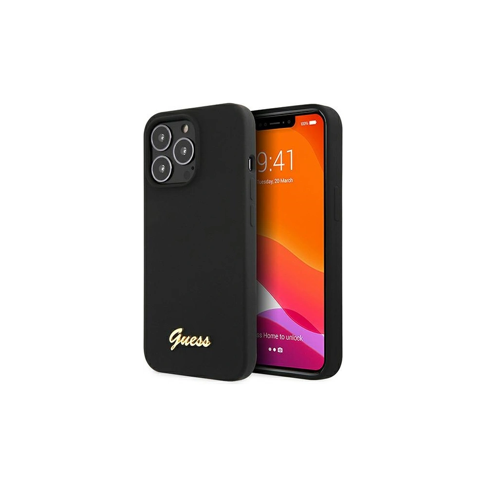 Wholesale Guess GUHMP13XLSLMGBK Apple iPhone 13 Pro Max czarny hardcase Silicone Script Gold Logo - GUE1628BLK - {ean13} - Hurt