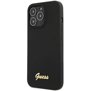 Etui Guess GUHMP13XLSLMGBK Apple iPhone 13 Pro Max black/czarny hardcase Silicone Script Gold Logo