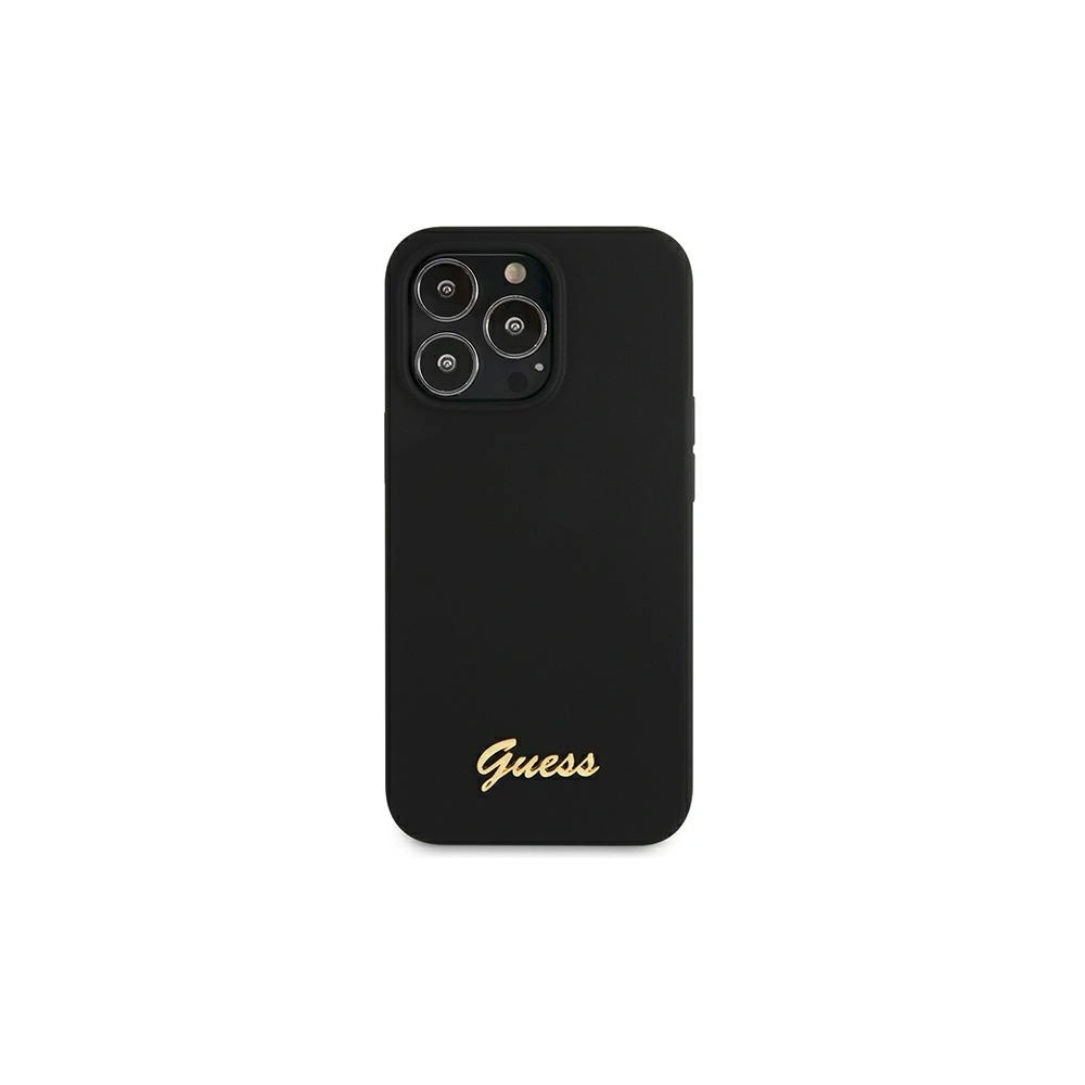 Wholesale Guess GUHMP13XLSLMGBK Apple iPhone 13 Pro Max czarny hardcase Silicone Script Gold Logo - GUE1628BLK - {ean13} - Hurt