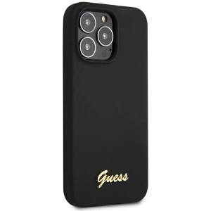 Etui Guess GUHMP13XLSLMGBK Apple iPhone 13 Pro Max black/czarny hardcase Silicone Script Gold Logo