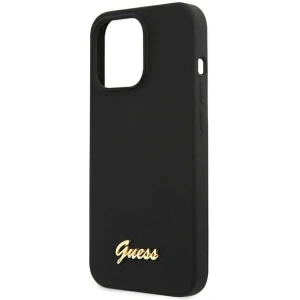 Etui Guess GUHMP13XLSLMGBK Apple iPhone 13 Pro Max black/czarny hardcase Silicone Script Gold Logo
