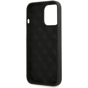 Etui Guess GUHMP13XLSLMGBK Apple iPhone 13 Pro Max black/czarny hardcase Silicone Script Gold Logo