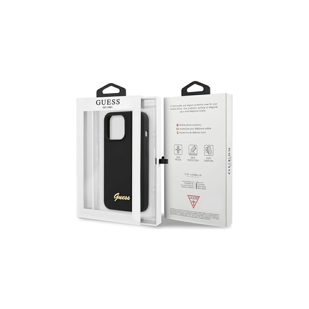 Wholesale Guess GUHMP13XLSLMGBK Apple iPhone 13 Pro Max czarny hardcase Silicone Script Gold Logo - GUE1628BLK - {ean13} - Hurt