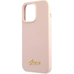 Etui Guess GUHMP13XLSLMGLP Apple iPhone 13 Pro Max jasnoróżowy/light pink hardcase Silicone Script Gold Logo Magsafe