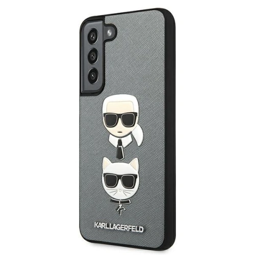 Etui Karl Lagerfeld KLHCS22SSAKICKCSL Samsung Galaxy S22 srebrny/silver Saffiano Karl & Choupette Head