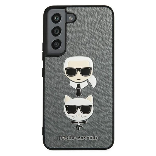 Etui Karl Lagerfeld KLHCS22SSAKICKCSL Samsung Galaxy S22 srebrny/silver Saffiano Karl & Choupette Head
