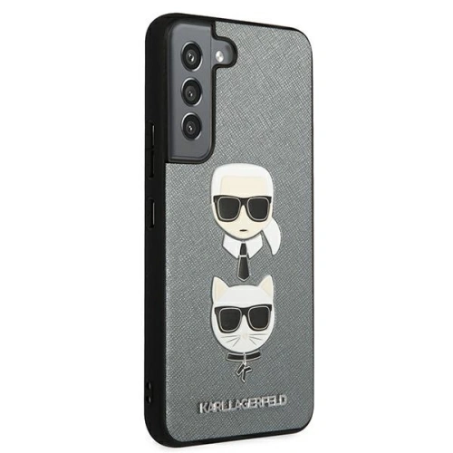 Etui Karl Lagerfeld KLHCS22SSAKICKCSL Samsung Galaxy S22 srebrny/silver Saffiano Karl & Choupette Head