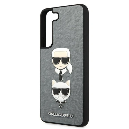Etui Karl Lagerfeld KLHCS22SSAKICKCSL Samsung Galaxy S22 srebrny/silver Saffiano Karl & Choupette Head