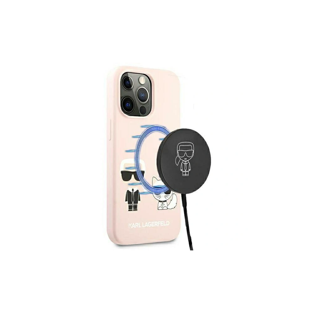 Hurtownia GSM - Etui Karl Lagerfeld KLHMP13LSSKCI Apple iPhone 13 Pro hardcase jasnoróżowy/light pink Silicone Ikonik Karl & Choupette Magsafe - KLD853PNK - {ean13} - Hurt