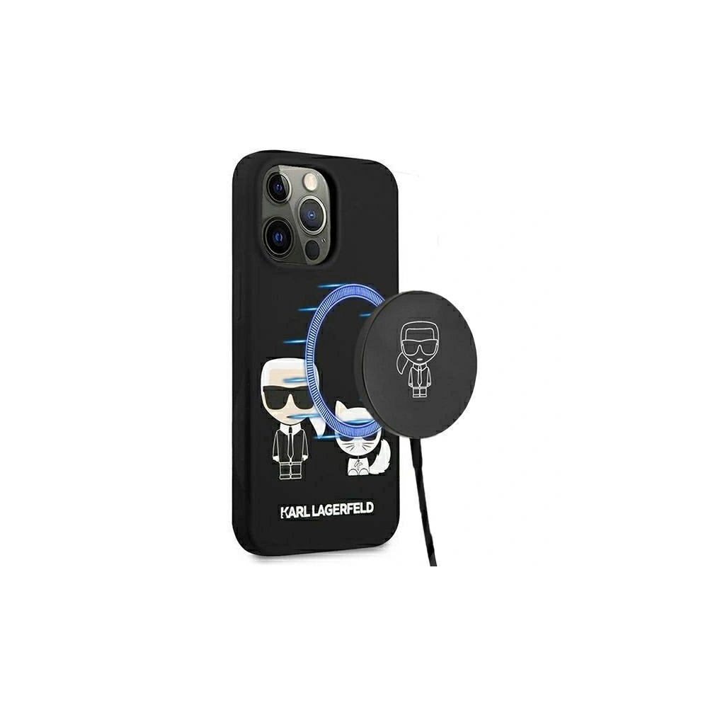 Hurtownia GSM - Etui Karl Lagerfeld KLHMP13LSSKCK Apple iPhone 13 Pro hardcase černý/black silikon Karl & Choupette Magsafe - KLD854BLK - {ean13} - Hurt