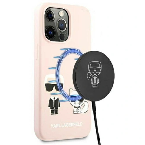 Etui Karl Lagerfeld KLHMP13XSSKCI Apple iPhone 13 Pro Max hardcase jasnoróżowy/light pink Silicone Ikonik Karl & Choupette Magsa