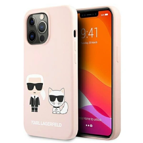 Etui Karl Lagerfeld KLHMP13XSSKCI Apple iPhone 13 Pro Max hardcase jasnoróżowy/light pink Silicone Ikonik Karl & Choupette Magsa