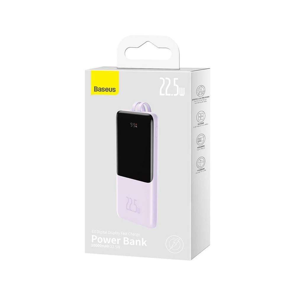 Hurtownia GSM - Powerbank Baseus Elf 10000mAh 22.5W + kabel USB-C, Lightning (fialový) - BSU3119PRP - {ean13} - Hurt