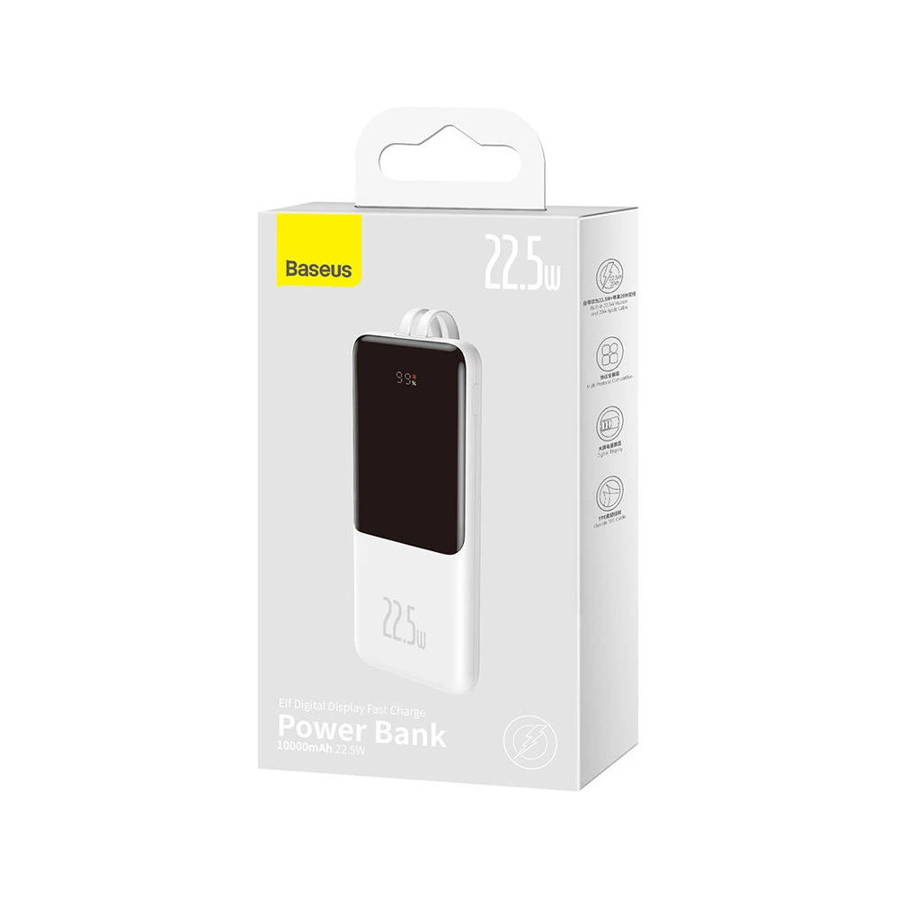 Hurtownia GSM - Powerbank Baseus Elf 10000mAh 22.5W + kabel USB-C, Lightning (biały) - BSU3120WHT - {ean13} - Hurt