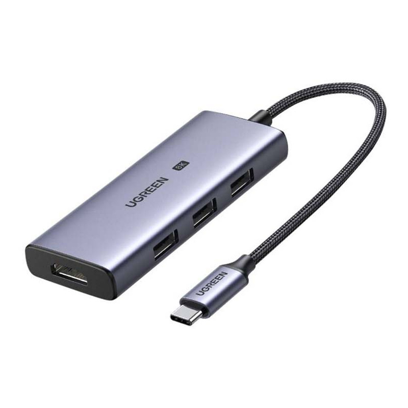 Hurtownia Ugreen - 6957303856299 - UGR1213GRY - Adapter 4w1 UGREEN CM500 Hub USB-C do 3x USB 3.0 + HDMI2.1 8K (szary) - B2B homescreen