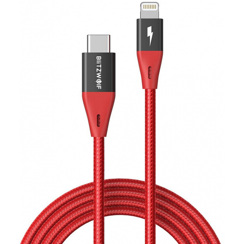 Hurtownia BlitzWolf - 5907489607223 - BLZ455RED - Kabel USB-C do Lightning BlitzWolf BW-CL3, MFI, 20W, 1.8m (czerwony) - B2B homescreen