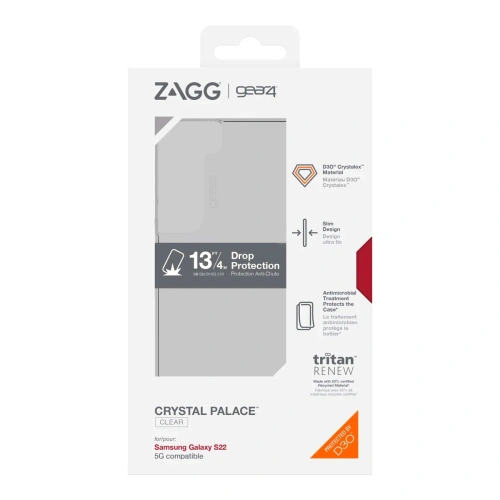 Etui GEAR4 Crystal Palace Antibacterial Samsung Galaxy S22+ Plus (przezroczysta)