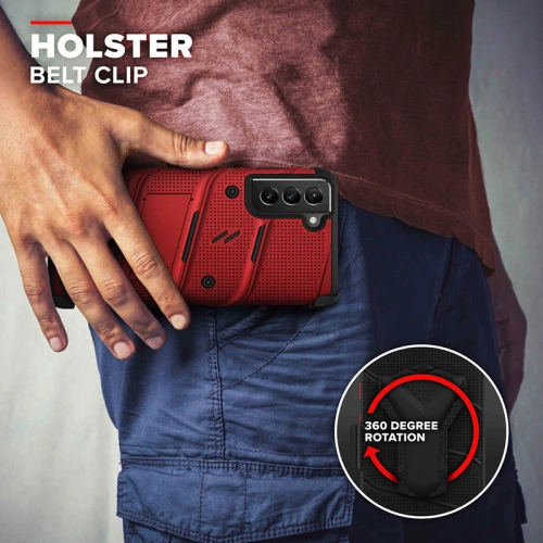 Etui ZIZO BOLT Series Samsung Galaxy S21 FE + szkło (czerwony)