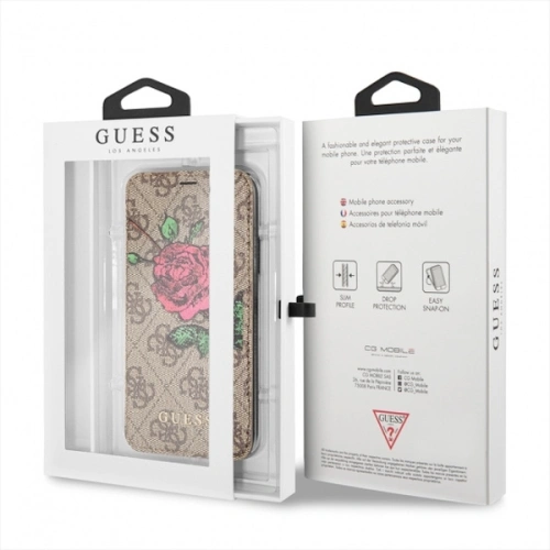 Etui Guess GUFLBKI84GROB Apple iPhone 8/7 brown/brązowy book 4G Flower Desire
