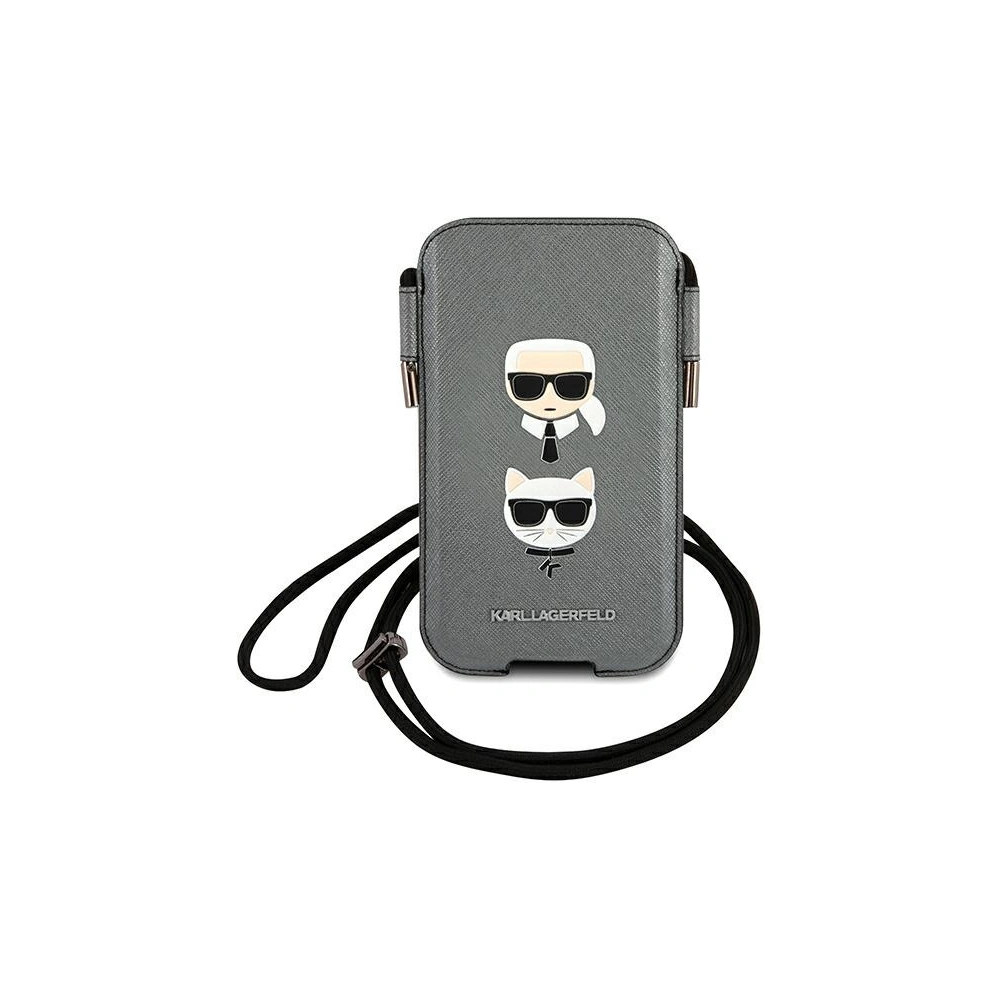 Hurtownia GSM - Torebka Karl Lagerfeld KLHCP12MOPHKCG 6,1 palce šedá/grey hardcase Saffiano Ikonik Karl&Choupette Head - KLD875GRY - {ean13} - Hurt