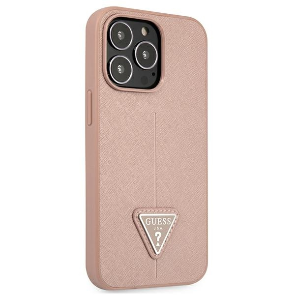 Kryt Guess GUHCP13LPSATLP Apple iPhone 13 Pro pink hardcase Saffiano Triangle Logo