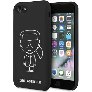 Hurtownia GSM - Case Karl Lagerfeld KLHCI8SILFLWBK Apple iPhone SE 2022/SE 2020/8/7 Hardcase schwarz/black Silicone Iconic White - KLD879BLK - {ean13} - Hurt